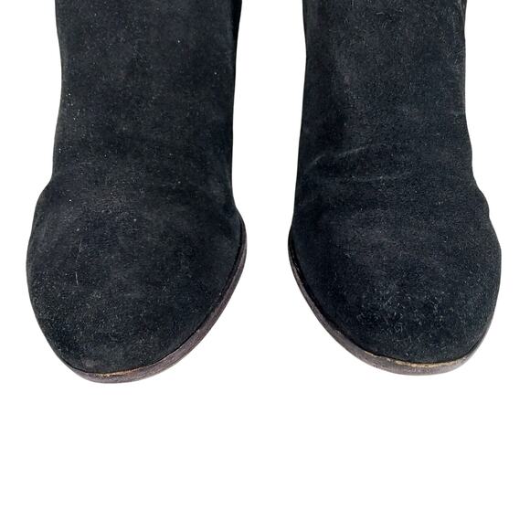 COLE HAAN! BLACK GENUINE SUEDE LEATHER CRISS-CROSS, CHUNKY ANKLE BOOTS! SZ 10B - Picture 5 of 10